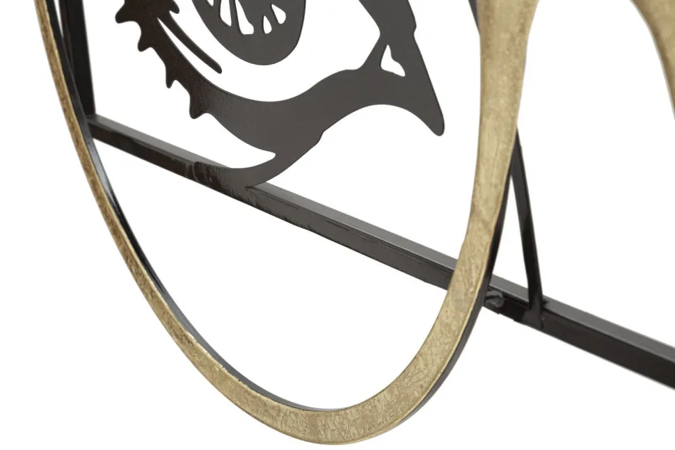 Décoration murale métal noir visage lunettes métal doré