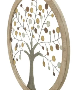 Décoration murale ronde Albero della Vita Bois et Fer