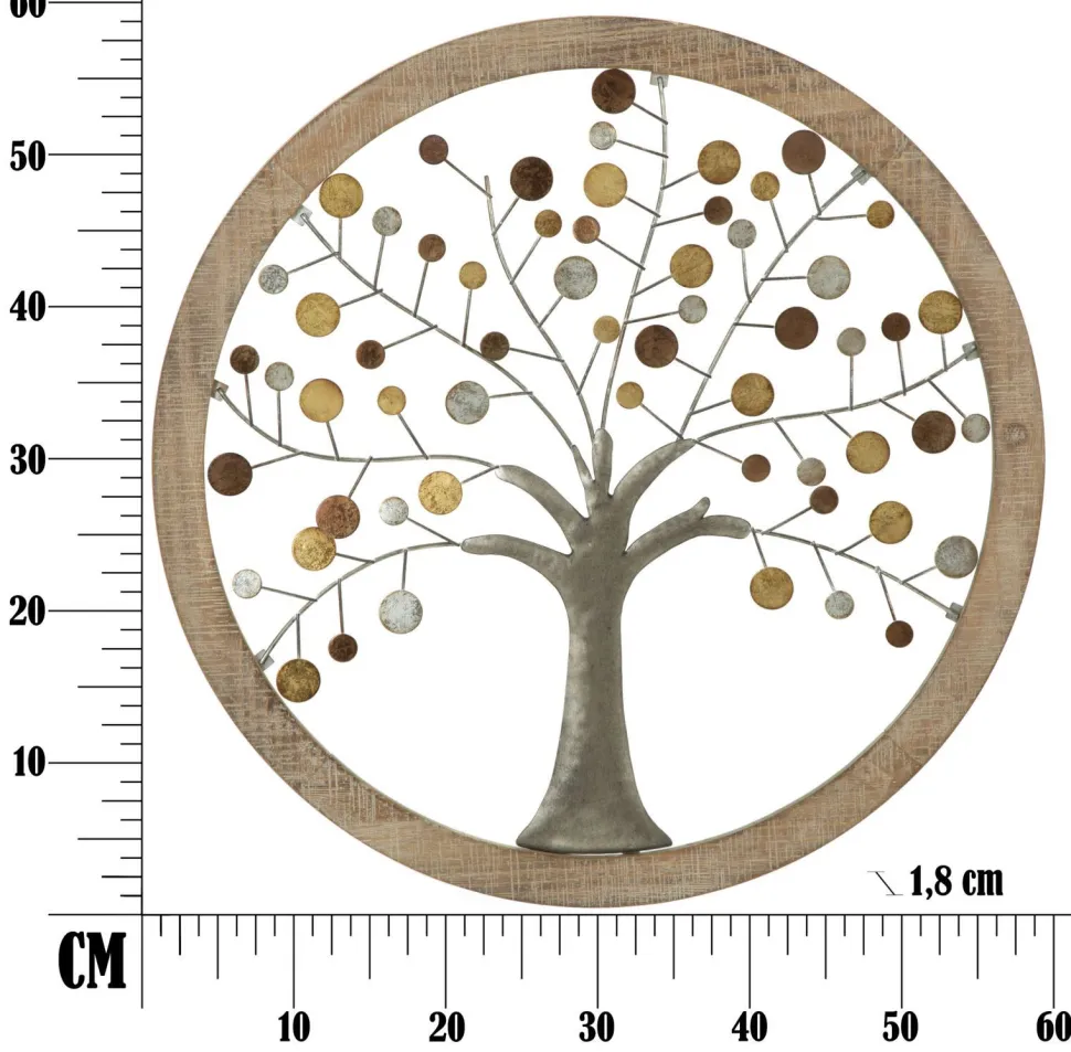 Décoration murale ronde Albero della Vita Bois et Fer