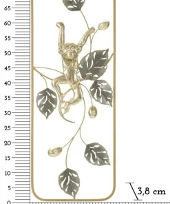 Décoration murale Singe doré fer branches et feuilles vertes