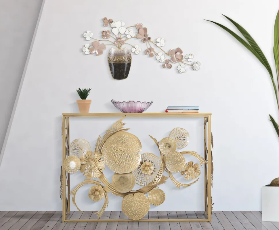 Décoration murale Vase 3D en Fer multicolore avec fleurs
