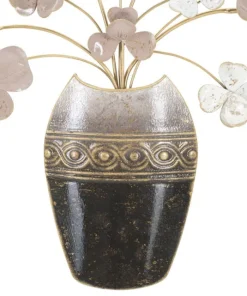 Décoration murale Vase 3D en Fer multicolore avec fleurs
