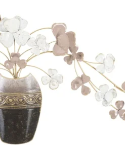 Décoration murale Vase 3D en Fer multicolore avec fleurs