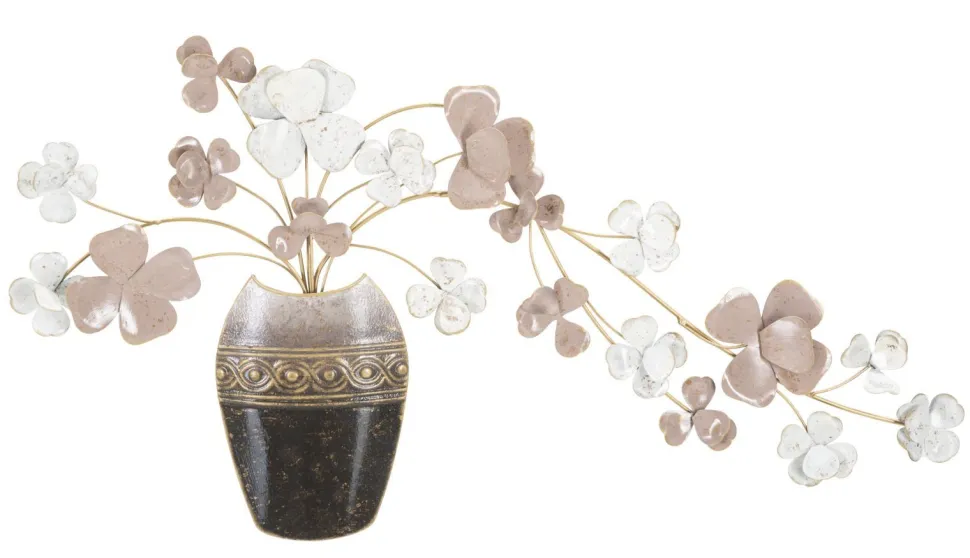 Décoration murale Vase 3D en Fer multicolore avec fleurs