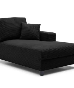 Duo de méridiennes Fabien combinables en canapé profond Velours côtelé Noir
