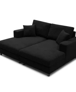 Duo de méridiennes Fabien combinables en canapé profond Velours côtelé Noir