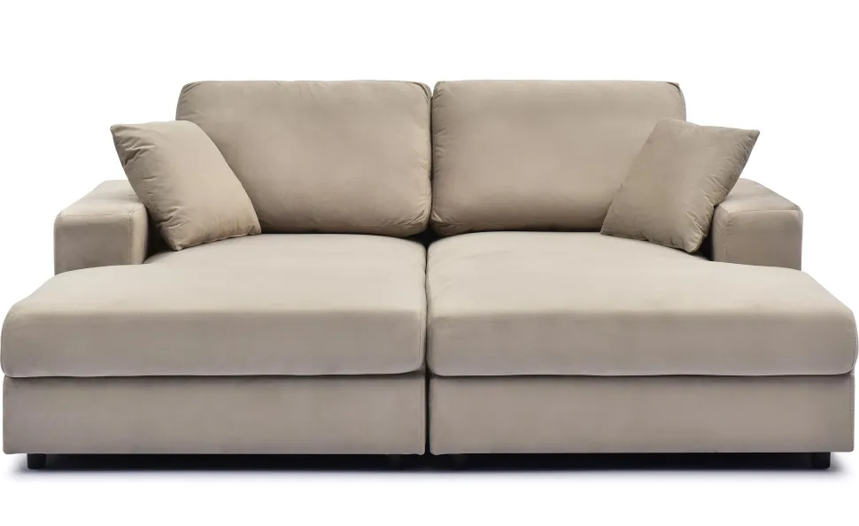 Duo de méridiennes Fabien combinables en canapé profond Velours Taupe