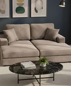 Duo de méridiennes Fabien combinables en canapé profond Velours Taupe