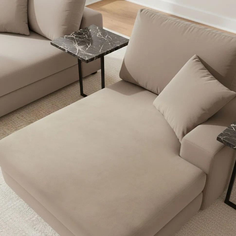 Duo de méridiennes Fabien combinables en canapé profond Velours Taupe