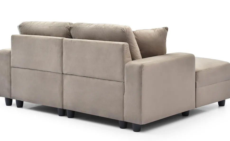 Duo de méridiennes Fabien combinables en canapé profond Velours Taupe