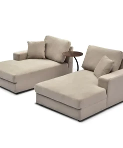 Duo de méridiennes Fabien combinables en canapé profond Velours Taupe