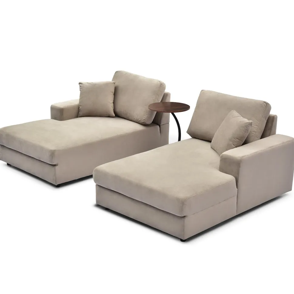 Duo de méridiennes Fabien combinables en canapé profond Velours Taupe