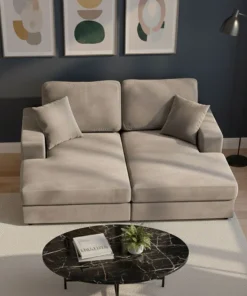 Duo de méridiennes Fabien combinables en canapé profond Velours Taupe