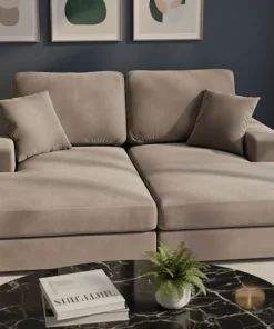 Duo de méridiennes Fabien combinables en canapé profond Velours Taupe