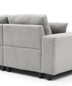 Duo de méridiennes Fabien combinables en canapé profond Velours côtelé Gris clair