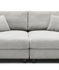 Duo de méridiennes Fabien combinables en canapé profond Velours côtelé Gris clair