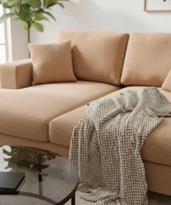 Duo de méridiennes Fabien combinables en canapé profond Velours côtelé Beige