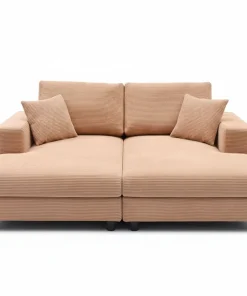 Duo de méridiennes Fabien combinables en canapé profond Velours côtelé Beige