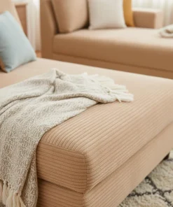 Duo de méridiennes Fabien combinables en canapé profond Velours côtelé Beige