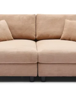 Duo de méridiennes Fabien combinables en canapé profond Velours côtelé Beige