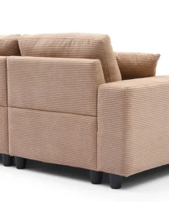 Duo de méridiennes Fabien combinables en canapé profond Velours côtelé Beige