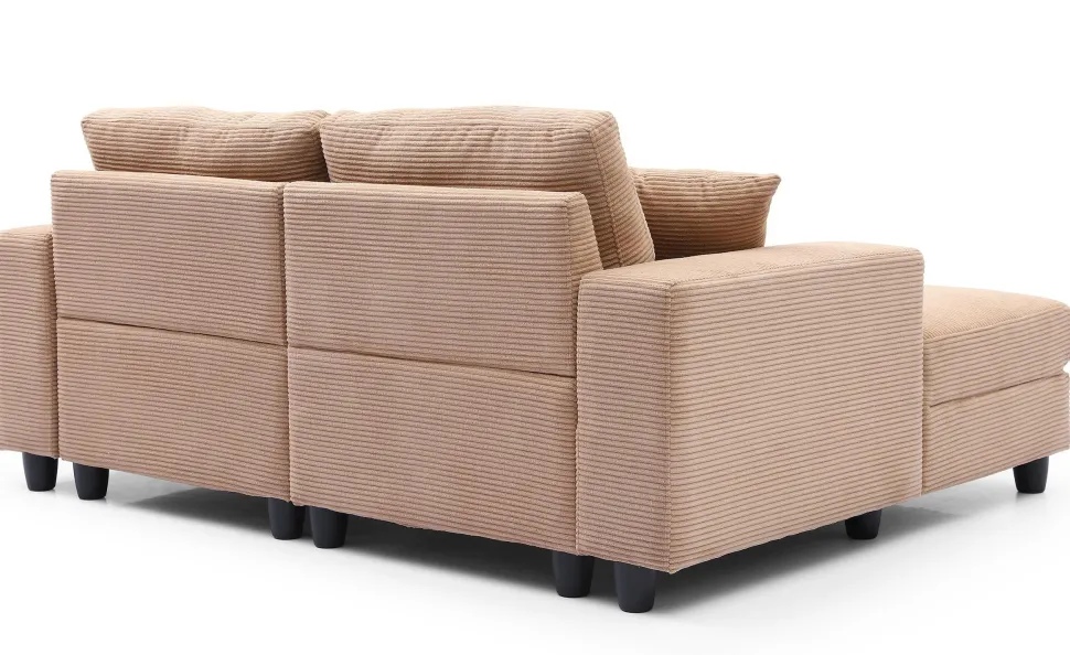 Duo de méridiennes Fabien combinables en canapé profond Velours côtelé Beige