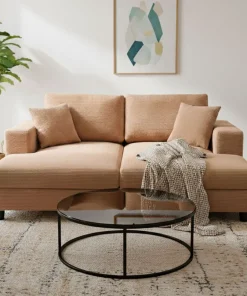 Duo de méridiennes Fabien combinables en canapé profond Velours côtelé Beige