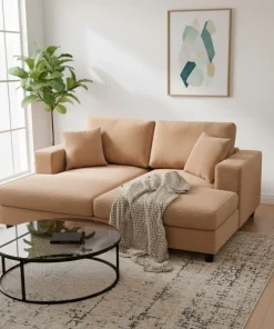 Duo de méridiennes Fabien combinables en canapé profond Velours côtelé Beige
