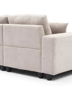 Duo de méridiennes Fabien combinables en canapé profond Velours côtelé Crème