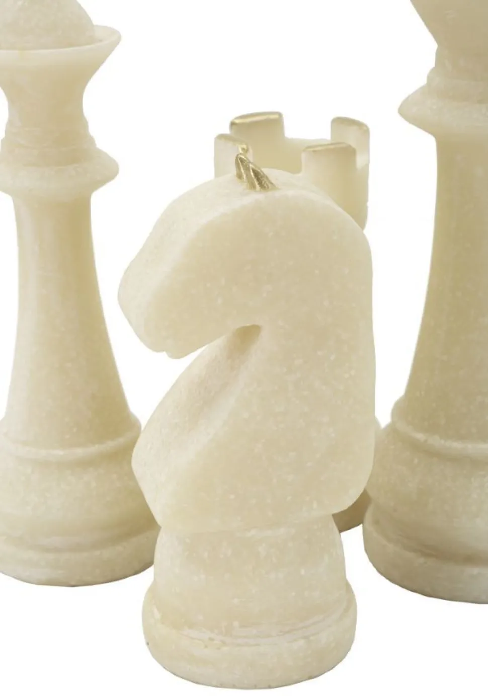 Ensemble d'échecs en polyrésine tons clairs et détails dorés