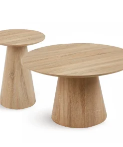 Ensemble de 2 tables basses rondes Callie Chêne clair