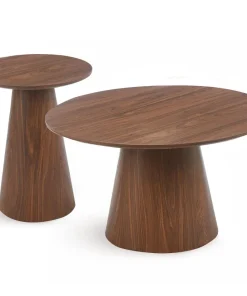 Ensemble de 2 tables basses rondes Callie Bois noisette