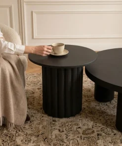 Ensemble de 2 tables basses rondes avec piètement style colonne Storia Noir