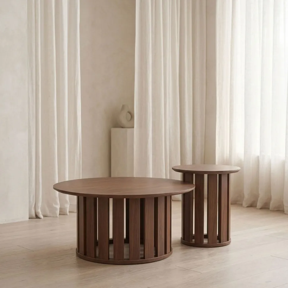 Ensemble de 2 tables basses Annabel Bois Noisette