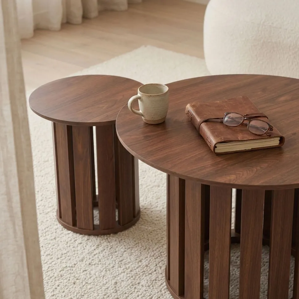 Ensemble de 2 tables basses Annabel Bois Noisette