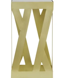 Ensemble de 3 tables d'appoint Zendaya en Verre fumé et Métal Or