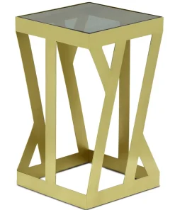 Ensemble de 3 tables d'appoint Zendaya en Verre fumé et Métal Or