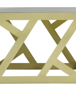 Ensemble de 3 tables d'appoint Zendaya en Verre fumé et Métal Or