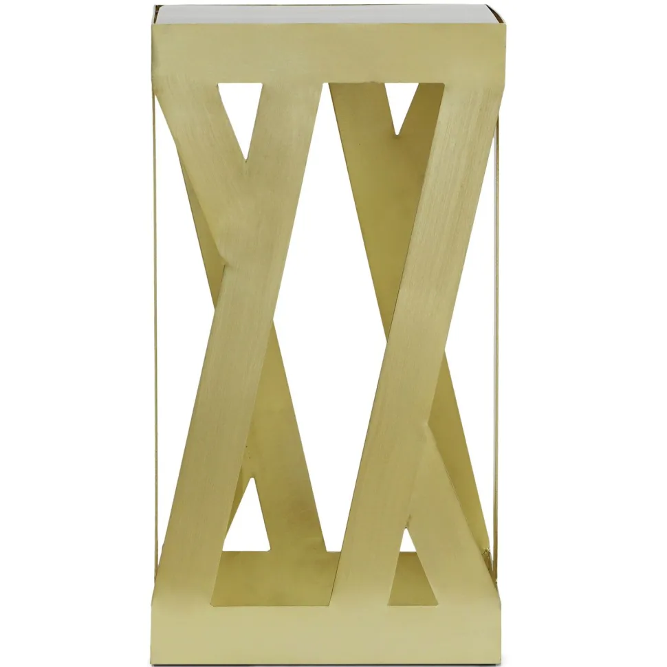 Ensemble de 3 tables d'appoint Zendaya en Verre fumé et Métal Or
