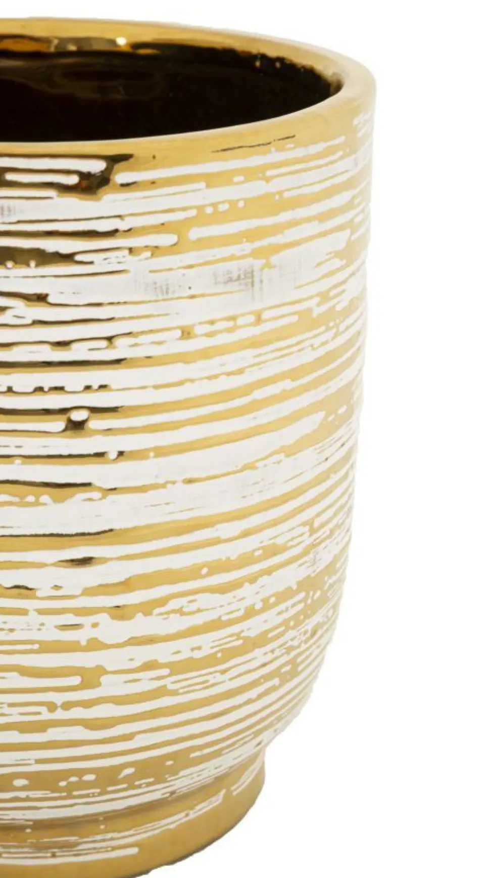 Ensemble de 2 vases Céramique décorations en relief Blanc et Or