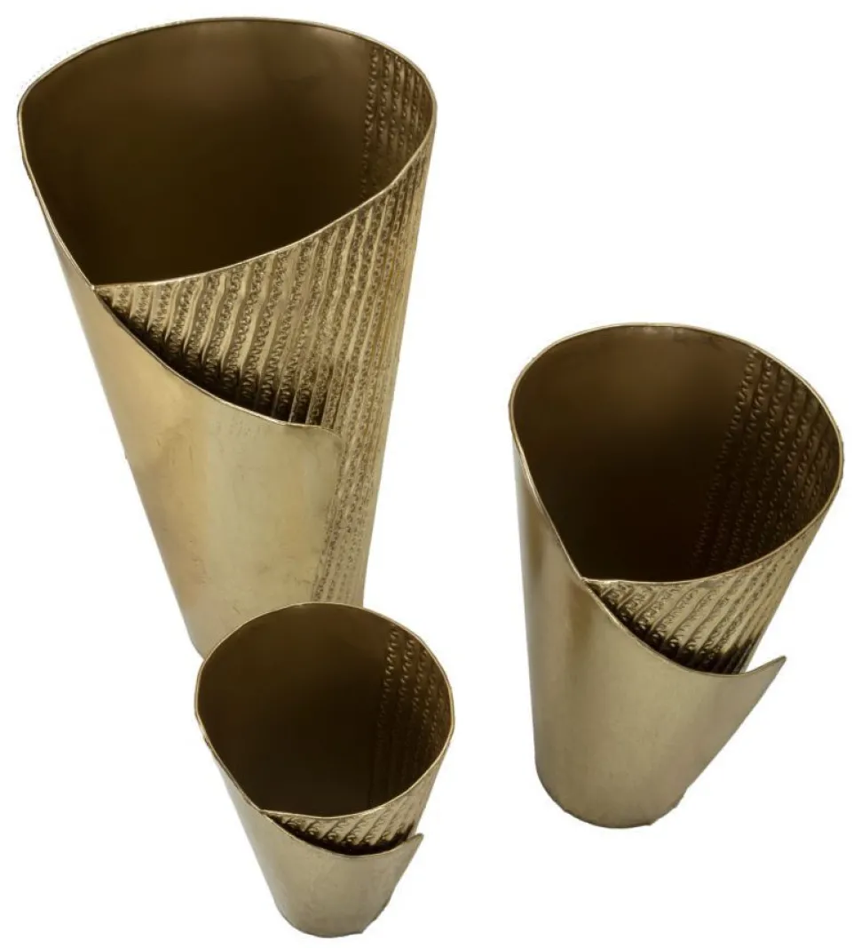 Ensemble de 3 Vases Fer Doré