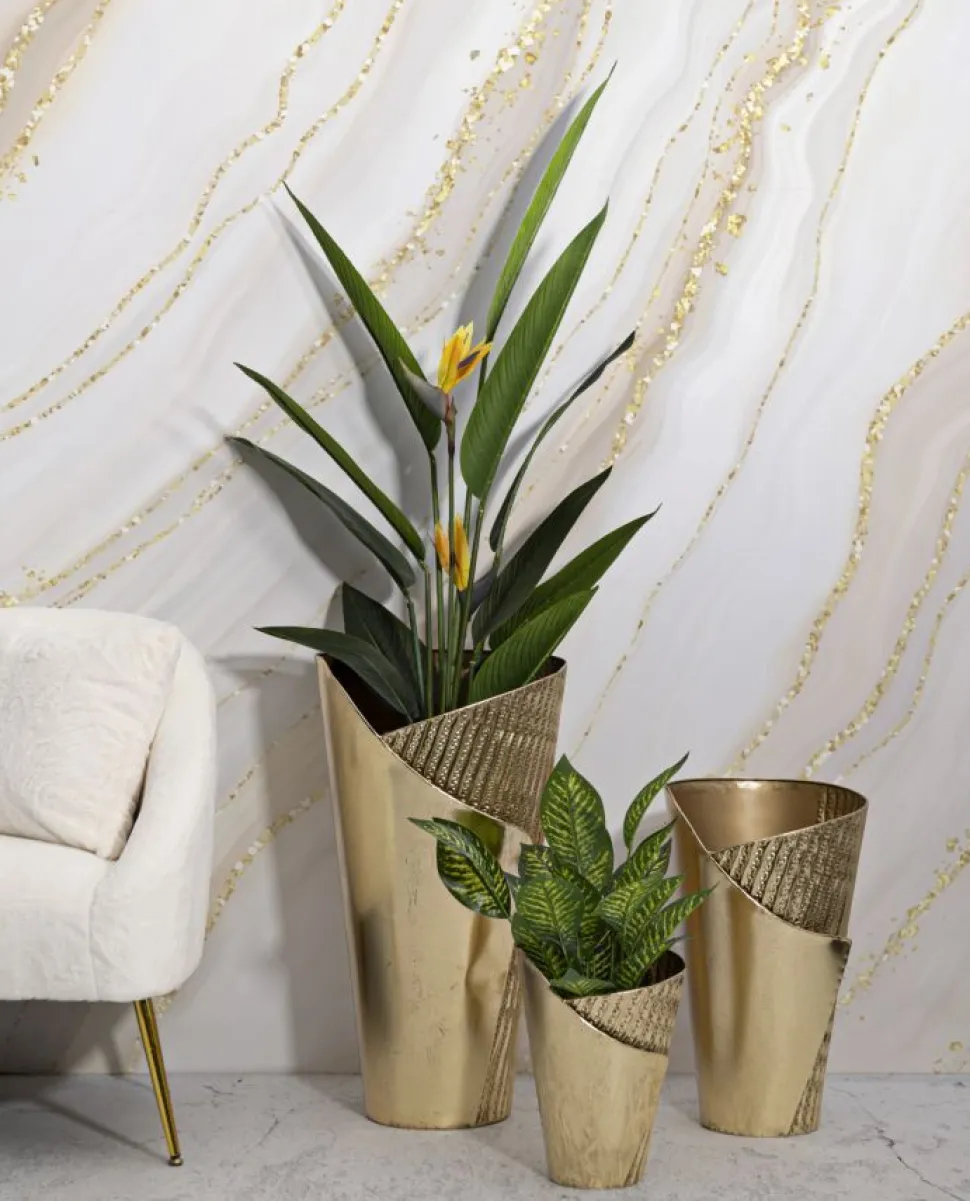 Ensemble de 3 Vases Fer Doré