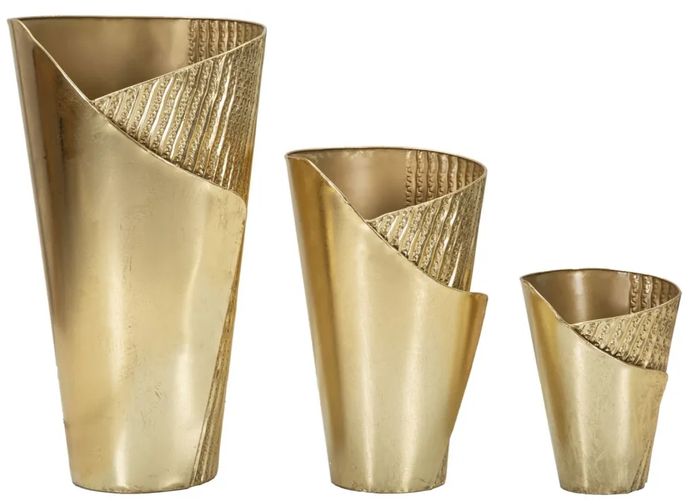 Ensemble de 3 Vases Fer Doré