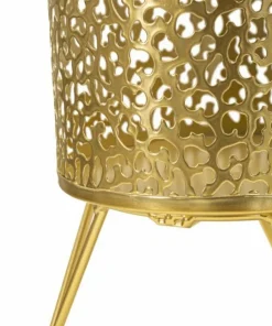Ensemble de 2 vases porte-épingle métal doré décoré de sculptures irrégulières
