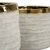 Ensemble de cache-pots cylindriques texture naturelle intérieur doré 3 pcs
