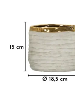 Ensemble de cache-pots cylindriques texture naturelle intérieur doré 3 pcs