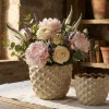 Ensemble de cache-pots géométriques Pépitas en céramique beige et doré