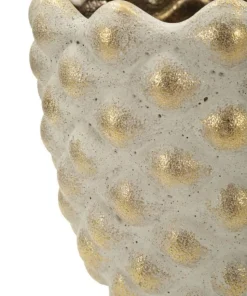 Ensemble de cache-pots géométriques Pépitas en céramique beige et doré
