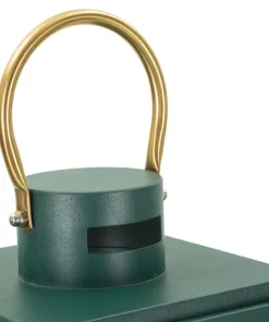 Ensemble de lanternes vertes Poignée dorée Fer et verre