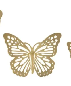 Ensemble de papillons muraux décoratifs 3D en fer doré 4 pièces